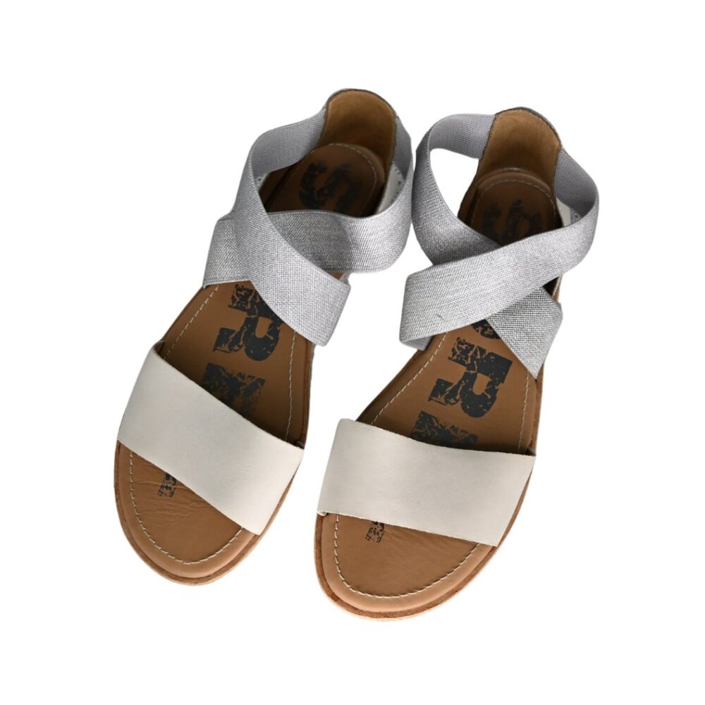 Sorel Ella Flat Sandals with Silver Criss-Cross Ankle Strap